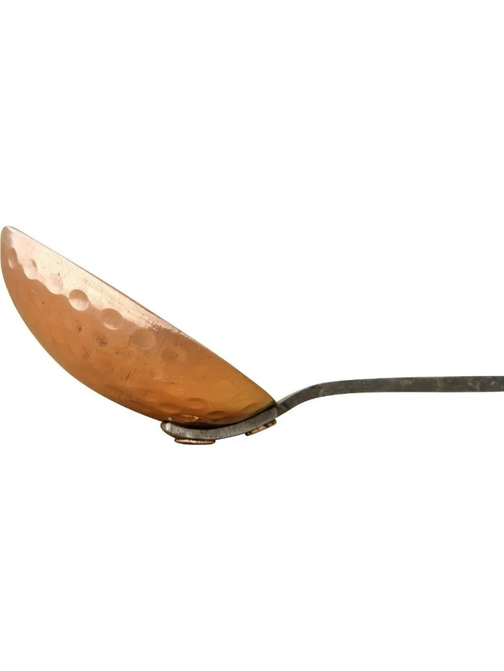 Farmhouse Textured Copper Ladles Set of 4 with Metal Handles & Drawstring Bag